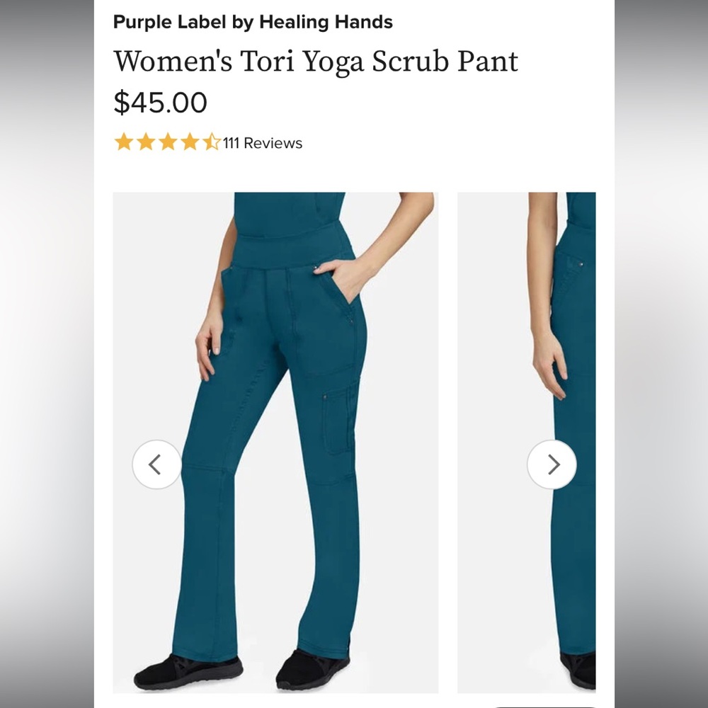 Purple Label by Healing Hands Women's Tori Yoga Scrub Pant